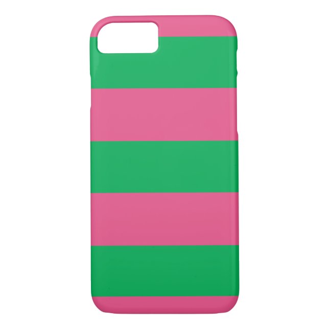 iPhone 7 Coque rayé rose et vert (Dos)