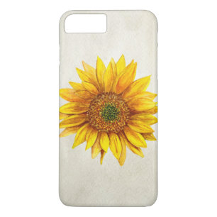 iPhone 8 Plus/7 Plus Coque de tournesol. Fleur rustique jaune aquarelle