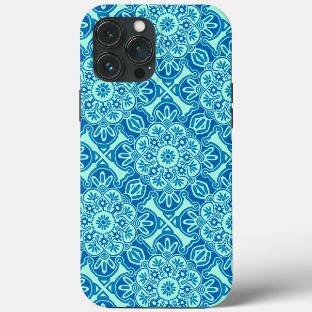 iPhone case blue and green tribal (Back)