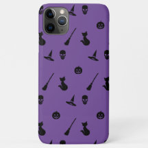 iPhone Case Halloween Pattern Blk on Purple