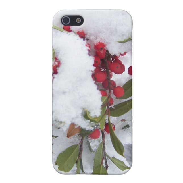 Iphone case Holly berries in the snow (Back)