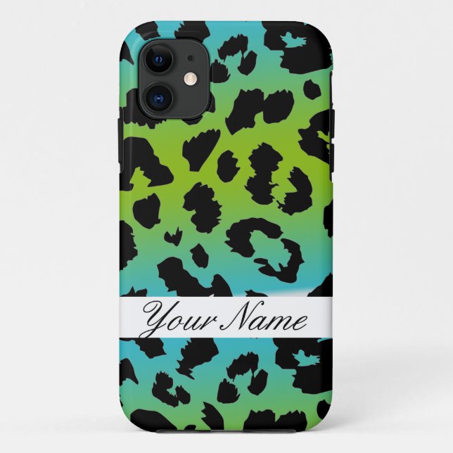 iphone case leopard Custom Leopard blue green (Back)