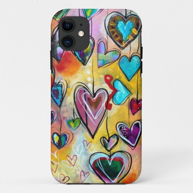 iPhone Case - Multi Coloured Hearts (Back)