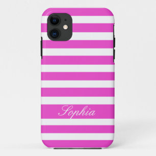 iPhone Case pink white Striped Stripe personalized