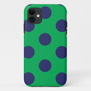 iPhone Case Polka Dot Green & Navy Blue