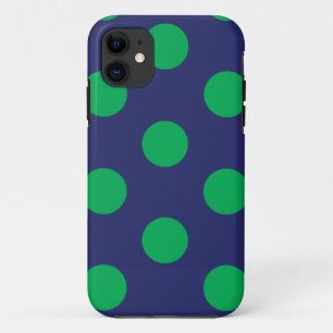 iPhone Case Polka Dot Navy Blue & Green