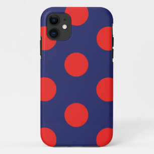 iPhone Case Polka Dot Navy Blue & Red