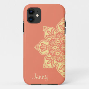 iPhone Case with a peach and yellow Medallion