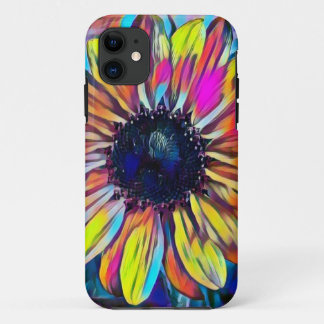 Iphone case with a vivid sunflower design 
