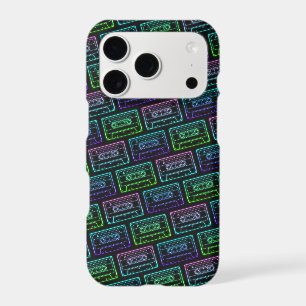 IPhone Case With Neon Multicolor Cassette Pattern
