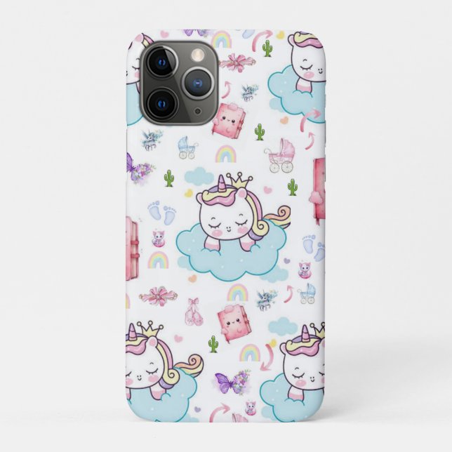 IPhone Cases Pink, Blue Unicorn Rainbow Cat  (Back)