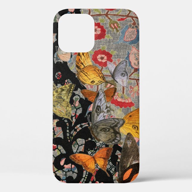 iPHONE CASES William Morris BLACK LACE BUTTERFLIES (Back)