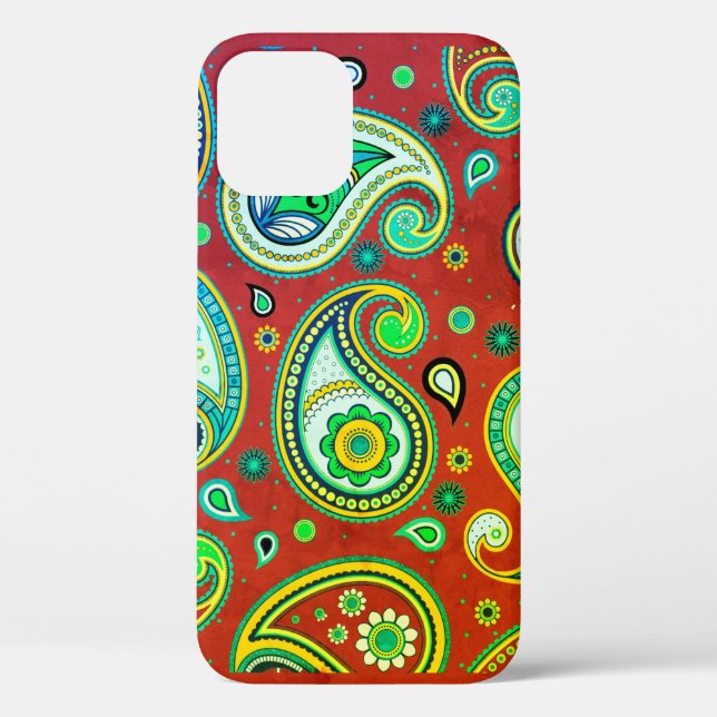 iPhone / coque ipad Paisley Rouge et vert (Verso)