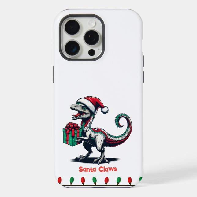 iPhone dinosaure mignon à Santa hat Otterbox Coque (Verso)