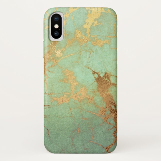 iPhone en marbre bleu turquoise et or / coque ipad (Dos)