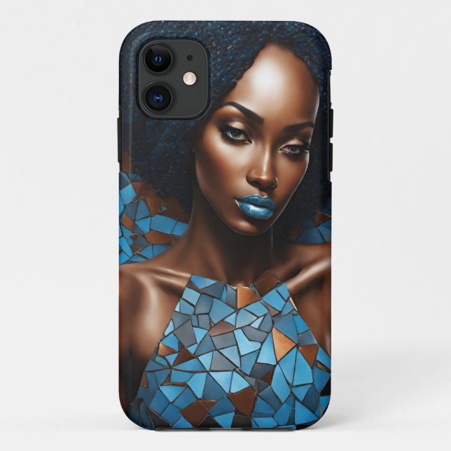 iPhone / Femme coque ipad Cuivre Bleu Mosiac (Dos)