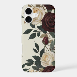 iPhone floral aquarelle élégant bordeaux et crème