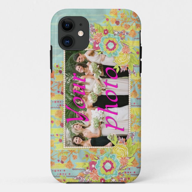 iPhone Galaxy iPad iPod Blue Yellow Flowers Case (Back)
