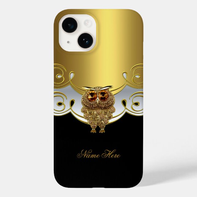 iPhone Gold Black White Owl Jewel Image Case-Mate iPhone Case (Back)