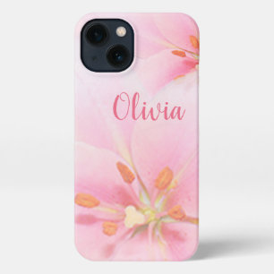 iPhone i13 Case Pink Lily Lady/Girl/Woman