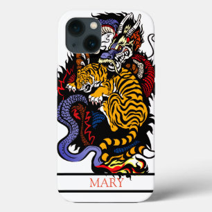 iPhone / iPad case TIGER AND DRAGON CUSTOM NAME