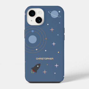 Pour iPhone 14 Planètes & Fusée, Coque de Téléphone Espace Extéri