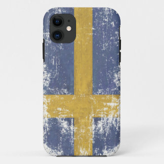iPhone Skin with Distressed Flag from Sweden iPhone 11 Case