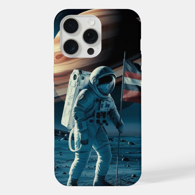 iPhone Un astronaute pose un drapeau à saturne - coque ip (Verso)