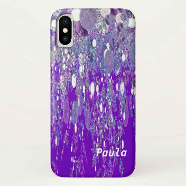 iPhone X Case Abstract Purple Rain Design (Back)
