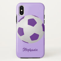 iPhone X Case, Soccer Ball, Purple, Personalized