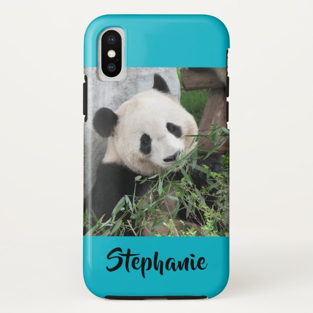 iPhone X Tough Case Giant Panda Typography  Blue  (Back)