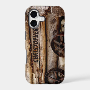 iPhone X Tough Case Log Cabin & Wagon Wheels