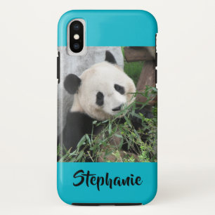 iPhone X Tough Coque géant Panda Typographie bleu 