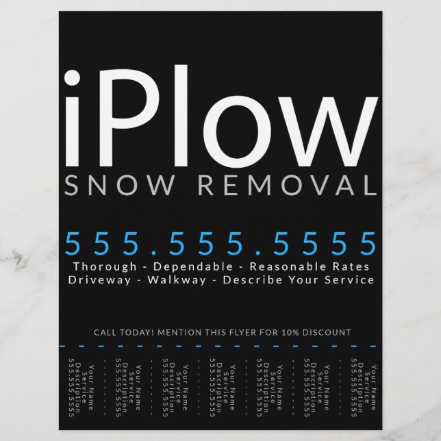 iPlow. Snow Removal. Snow Plowing Tearsheet Ad Flyer (Front)