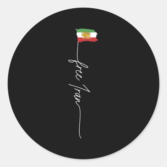 Iran Azadi Iran Flag Map Lion Sun Sword Free Iran  Classic Round Sticker (Front)