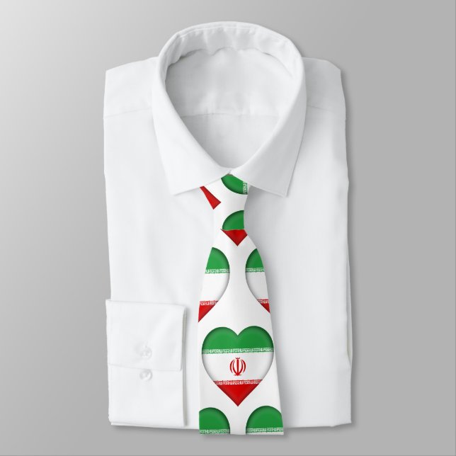 Iran Drapeau couleurs Motif de coeur Cravate (Attaché)