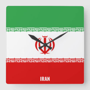 Iran Flag Dazzling Patriotic Square Wall Clock