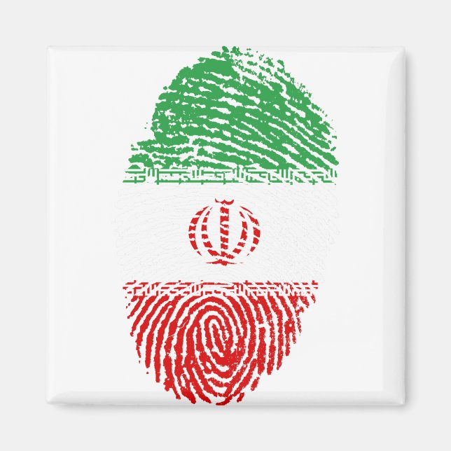 Iran Flag Fingerprint Country Pride Identity Magnet (Front)