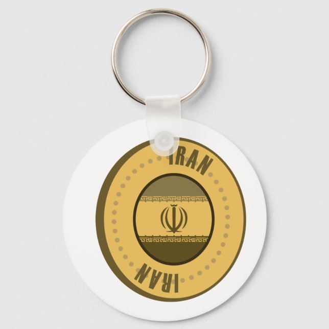 Iran Flag Gold Coin Keychain (Front)