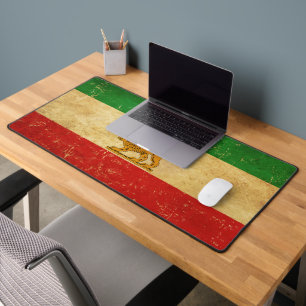 Iran Flag Lion And Sun Shah of Iran Flag Desk Mat