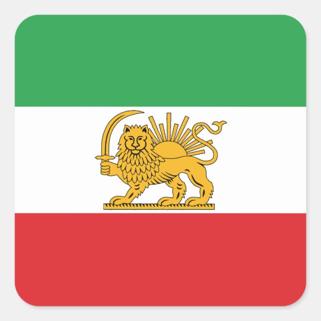 Iran Flag Lion And Sun Shah of Iran Flag Square Sticker (Front)