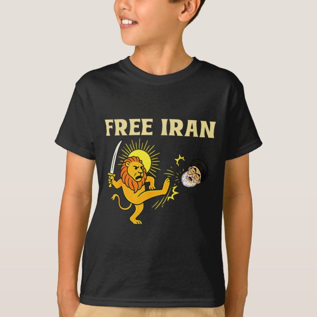 Iran Flag Lion Artwork T-Shirt (Front)