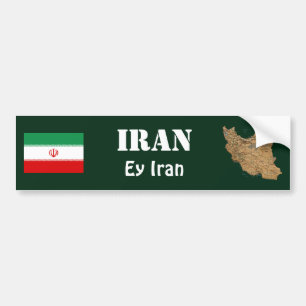 Iran Flag + Map Bumper Sticker