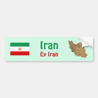 Iran Flag + Map Bumper Sticker