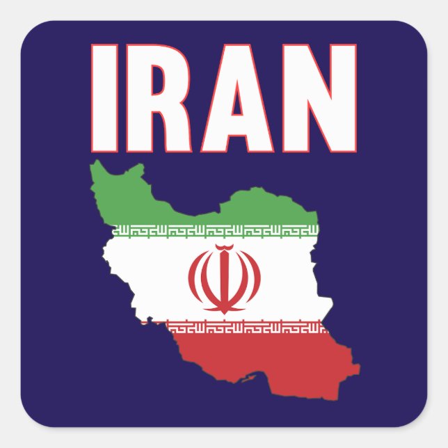 Iran Flag Map Iranian Pride Square Sticker (Front)