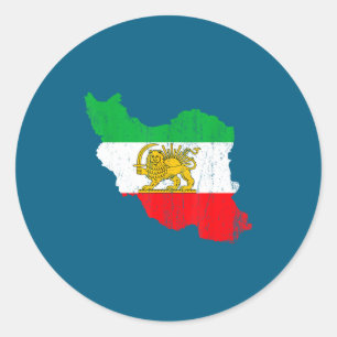 Iran Flag Map Lion Persian Classic Round Sticker