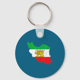 Iran Flag Map Lion Persian Illustration Keychain