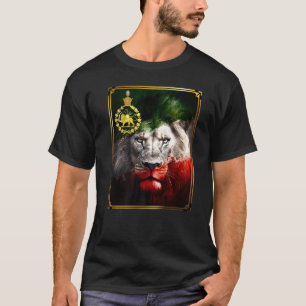 Iran flag on lion head with a golden lion Pahlavi T-Shirt