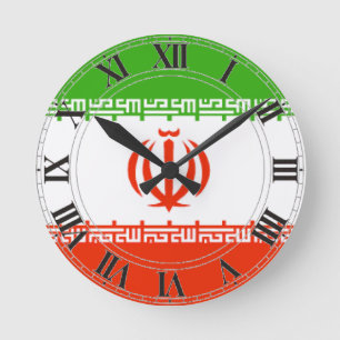 Iran Flag Round Clock