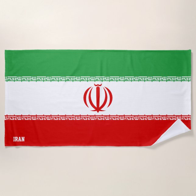 Iran Flag Splendid Patriotic Beach Towel (Front)